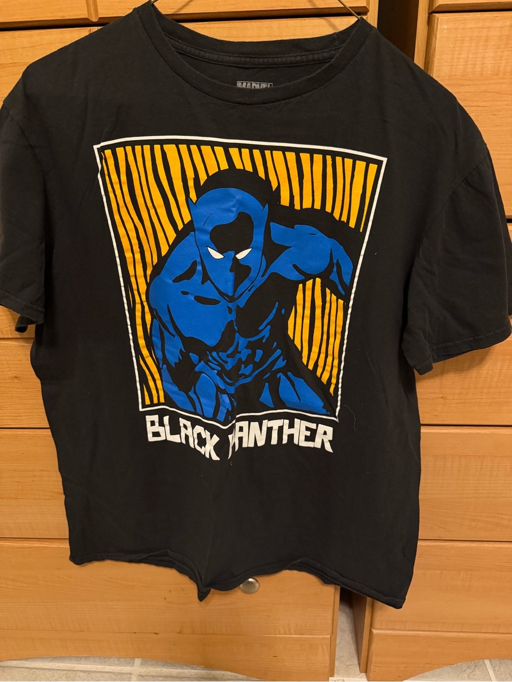 Marvel Black Panther Tee - Black with Blue & Yellow Artwork